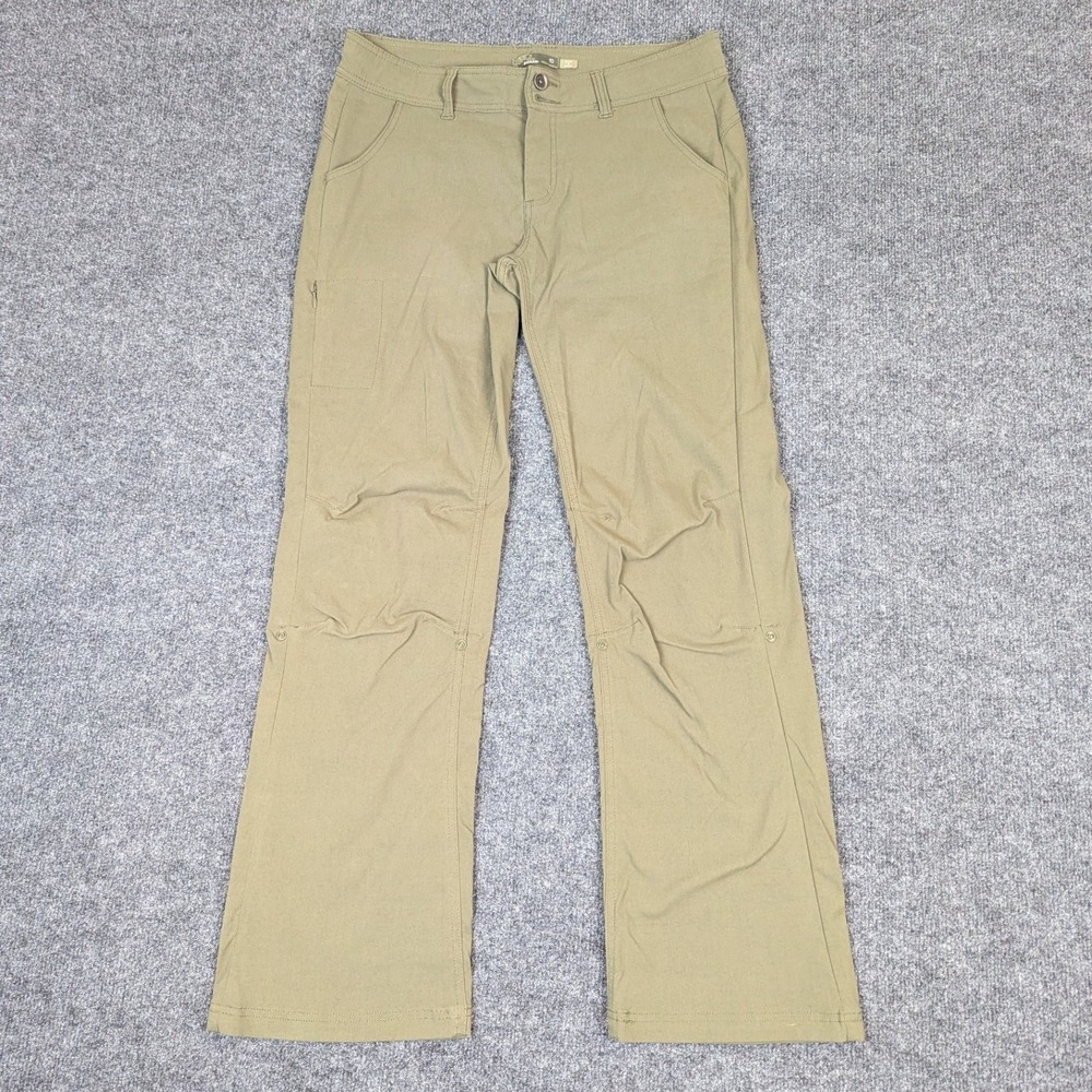 Prana Halle Hiking Pants Womens 10 Regular Olive Green Cargo Outdoor Stretch